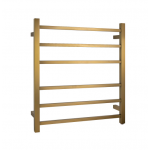 Aqua Brushed Gold Square 6 Bars Heated Towel Rail